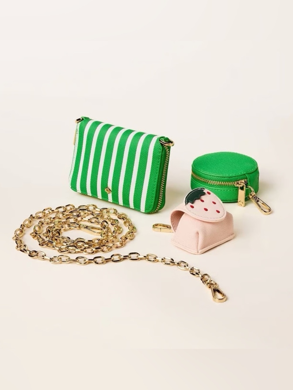 Kate Spade x Target Green Stripe Mini Crossbody Wallet Pouch Set NWT - Picture 2 of 8